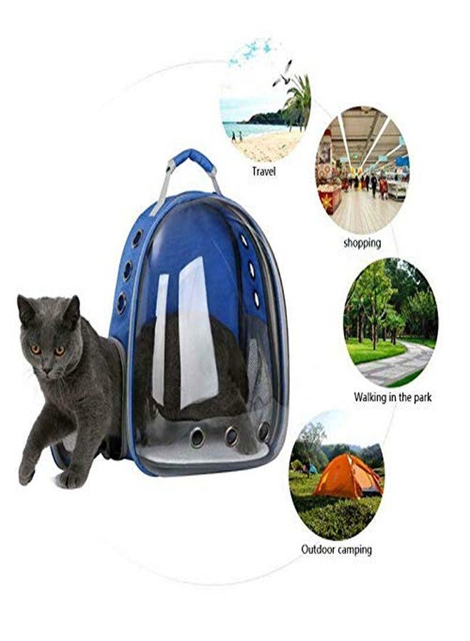The DDS Store Pet Transparent Cat Carrier Backpack Puppy Kitty Breathable Carriers for Travel (Blue) - Image 3